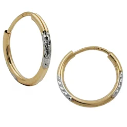 Ohrringe Creole Creolen 12x1mm diamantiert 375 Gold gelb weiß Damen Goldohrringe