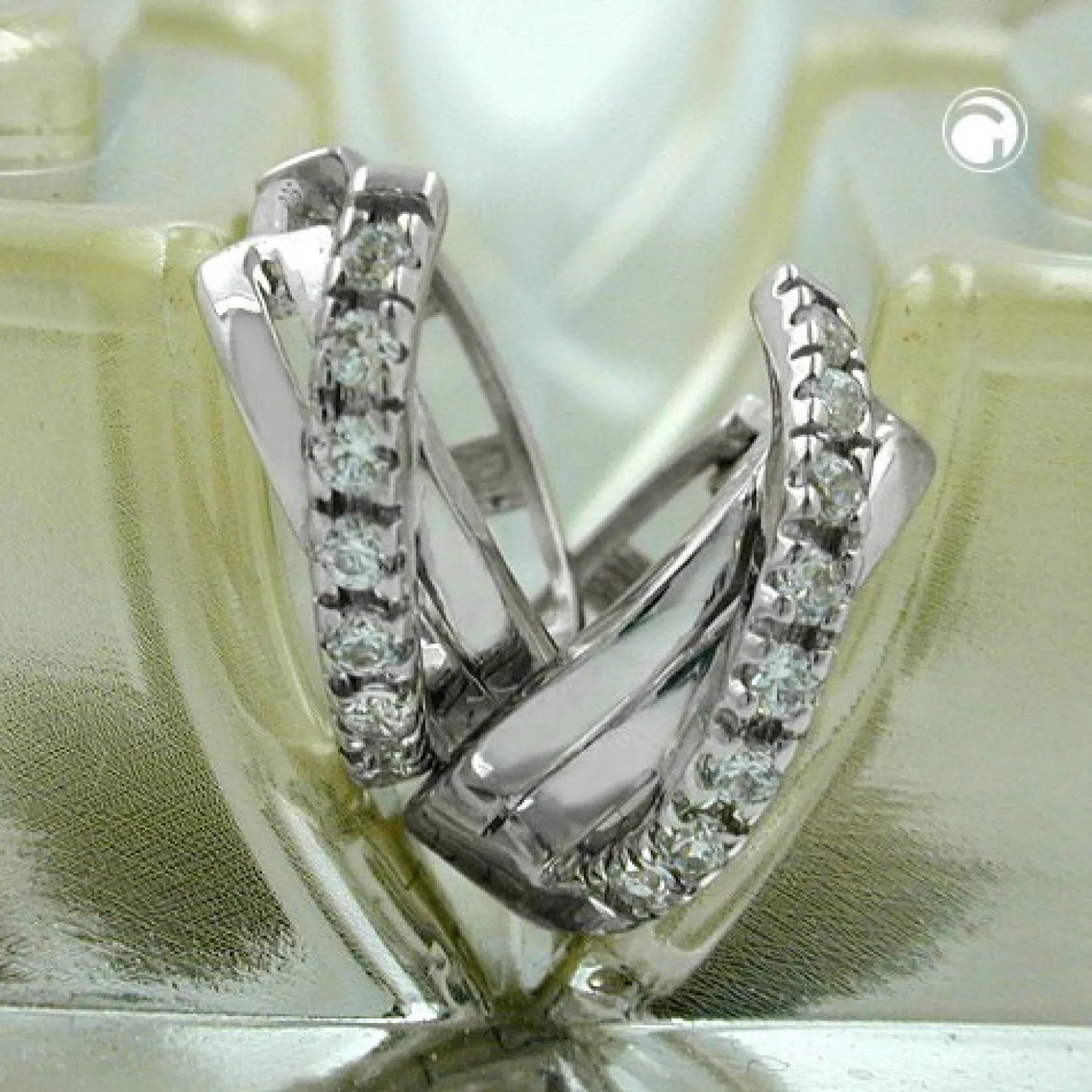 Ohrringe Creole Creolen 12,5x5mm gekreuzt Zirkonia 925 Silber Damenohrringe