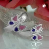 Ohrringe Creole Creolen 12x3mm Schmetterling pink lila 925 Silber Kinder