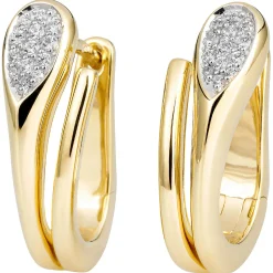Ohrringe Creolen aus 585 Gold Gelbgold mit 26 Diamanten 0,142 Ct. W-SI