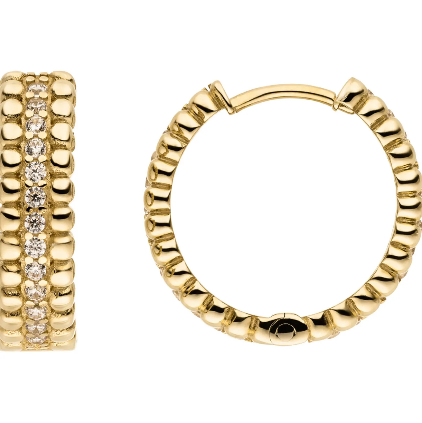 Ohrringe Creolen aus 333 Gold Gelbgold mit 52 Zirkonia Ø 17,3mm glänzend