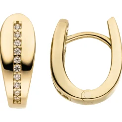 Ohrringe Creolen aus 333 Gold Gelbgold mit 20 Zirkonia 13,6x5,4mm glänzend