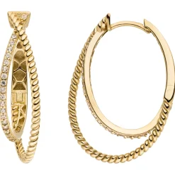 Ohrringe Creolen aus 333 Gold Gelbgold mit 44 Zirkonia 27,7x8,4mm glänzend