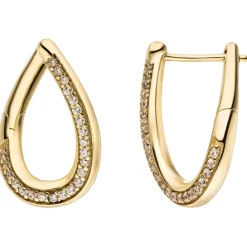 Ohrringe Creolen aus 333 Gold Gelbgold mit 46 Zirkonia 13,5x19mm glänzend