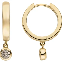 Ohrringe Creolen aus 333 Gold Gelbgold mit 2 Zirkonia 22,2x2,8mm glänzend