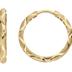 Ohrringe Creolen aus 333 Gold Gelbgold Ø 23mm mattiert diamantiert