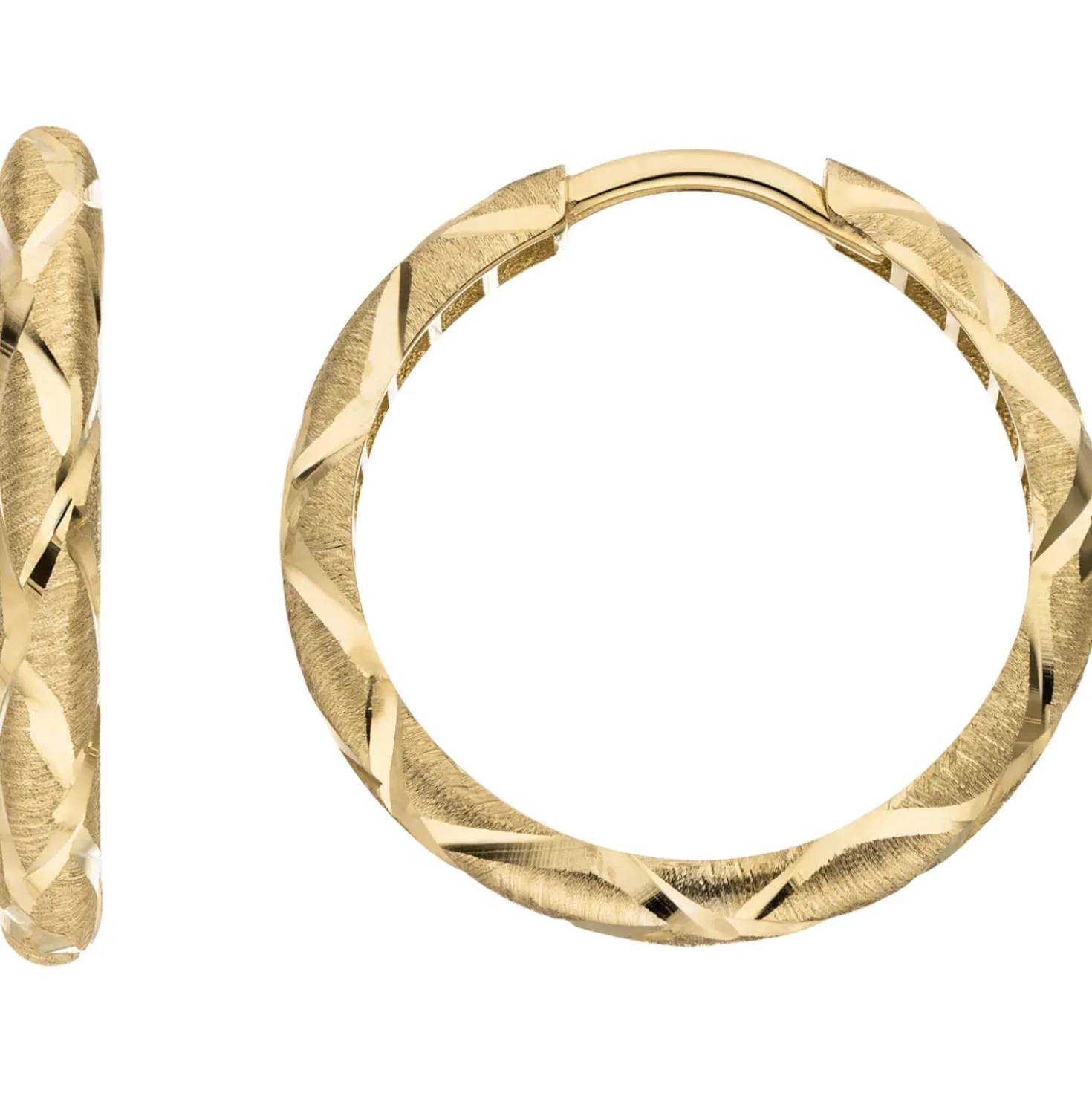 Ohrringe Creolen aus 333 Gold Gelbgold Ø 23mm mattiert diamantiert