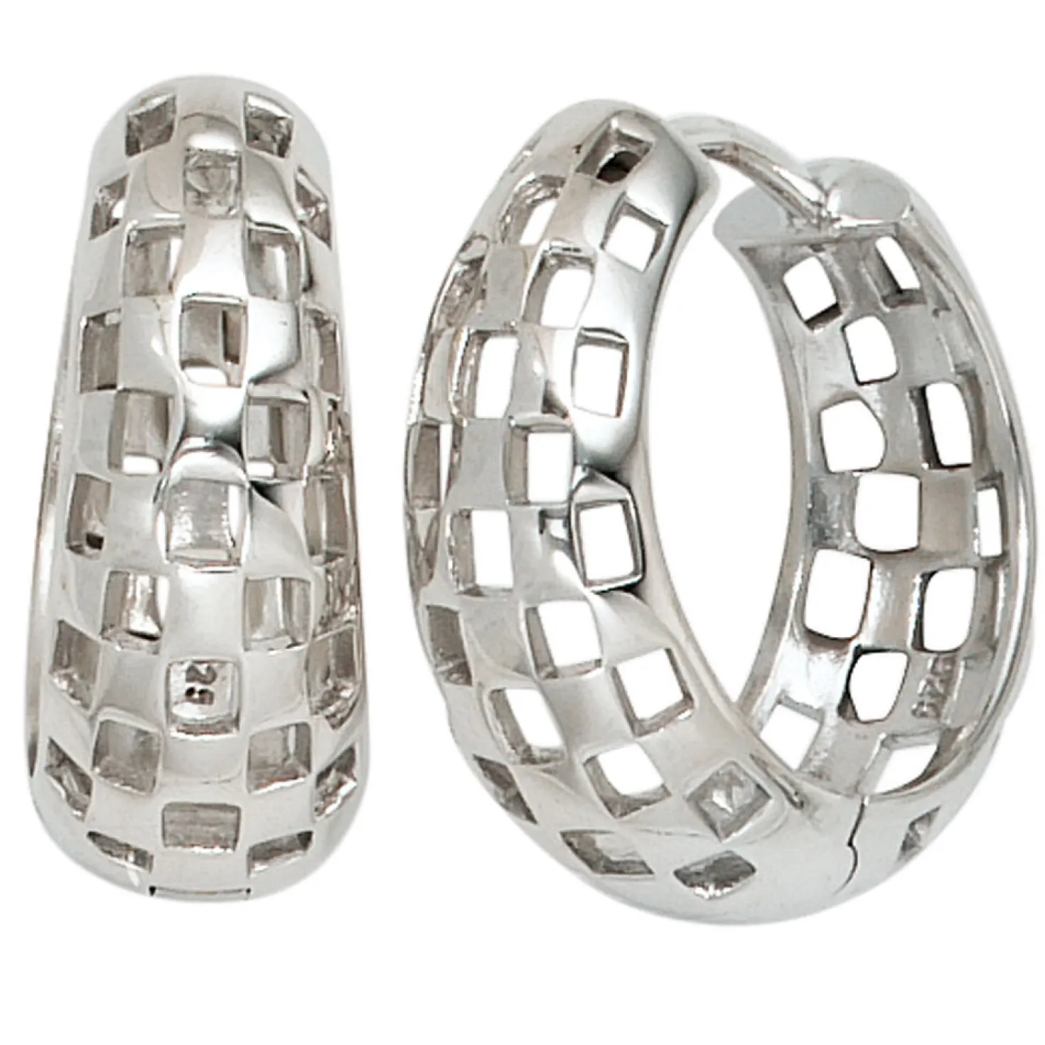 Ohrringe Creolen Creole 19,1mm aus 925 Silber rhodiniert durchbrochen