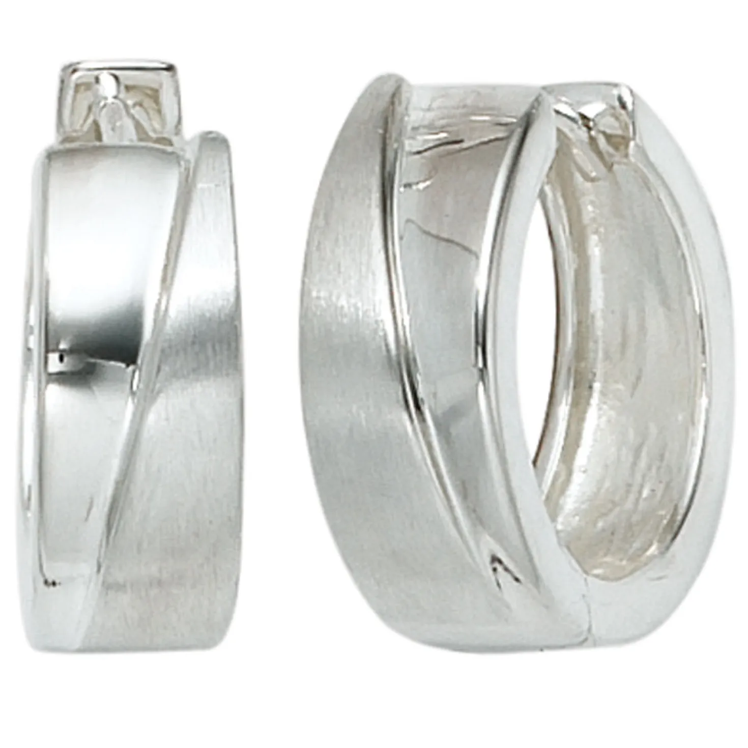 Ohrringe Creolen Creole 15,5mm aus 925 Silber rhodiniert Klappmechanik