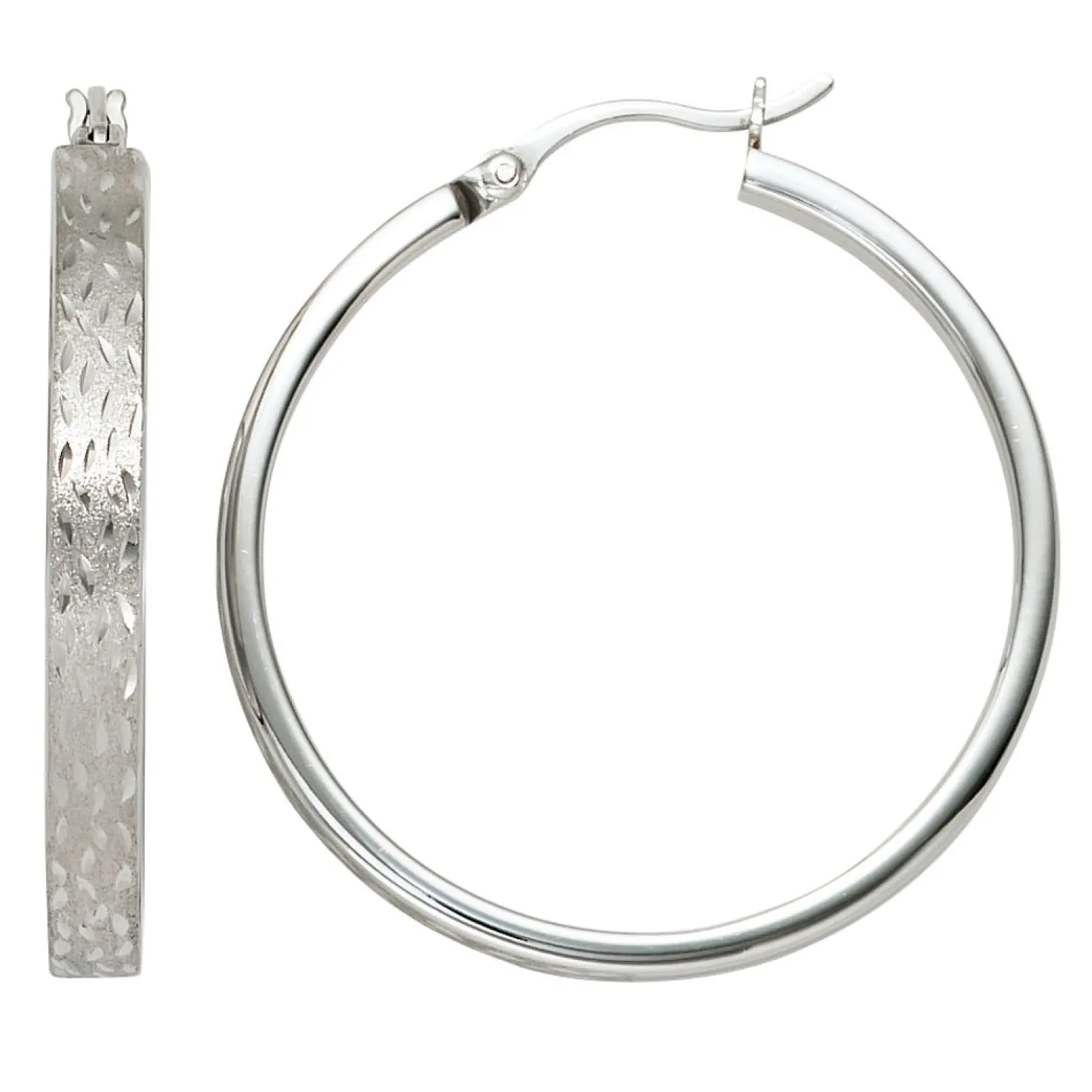 Ohrringe Creolen Creole 34,4mm aus 925 Silber teilmattiert Ohrschmuck