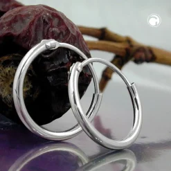Ohrringe Creolen Creole 13mm, 925 Echt Silber, Drahtcreole für Damen