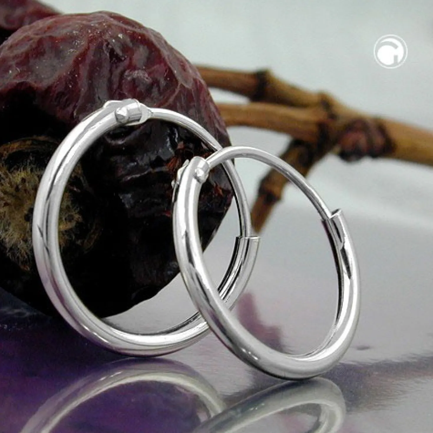 Ohrringe Creolen Creole 13mm, 925 Echt Silber, Drahtcreole für Damen