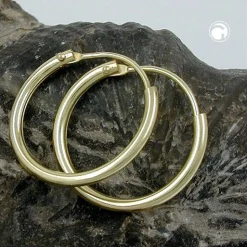 Ohrringe Creolen Creole 15mm, 375 Gold Gelbgold, glänzend, Damen