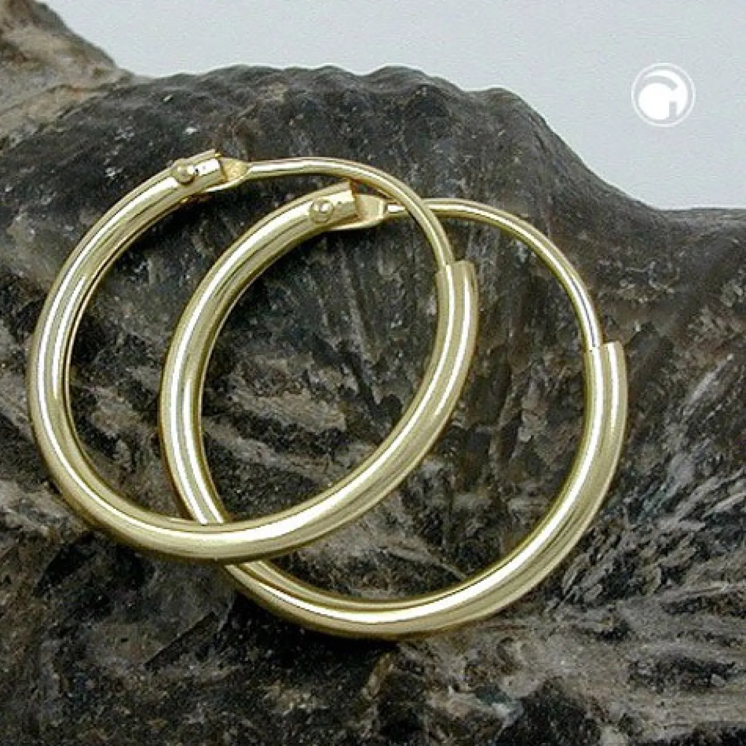 Ohrringe Creolen Creole 15mm, 375 Gold Gelbgold, glänzend, Damen