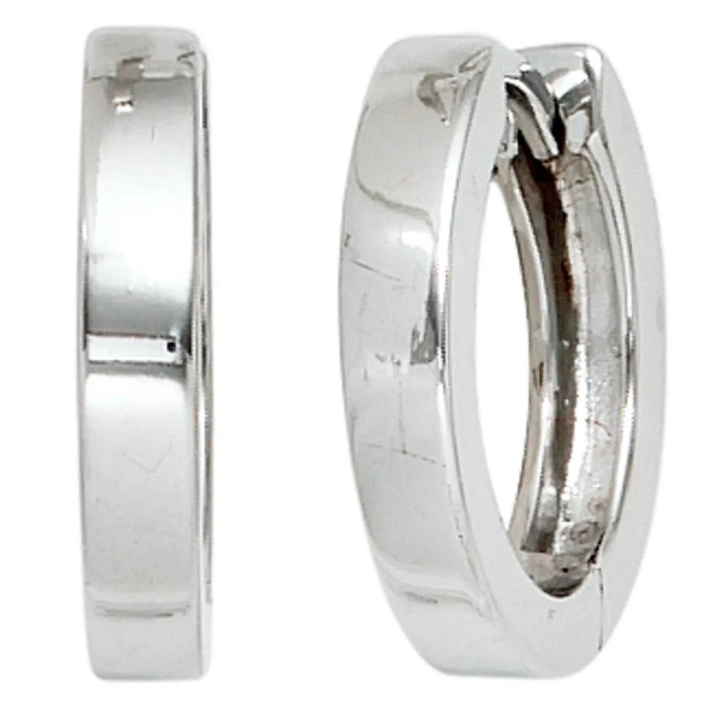 Ohrringe Creolen Creole 15mm 925 Silber rhodiniert flach Ohrschmuck