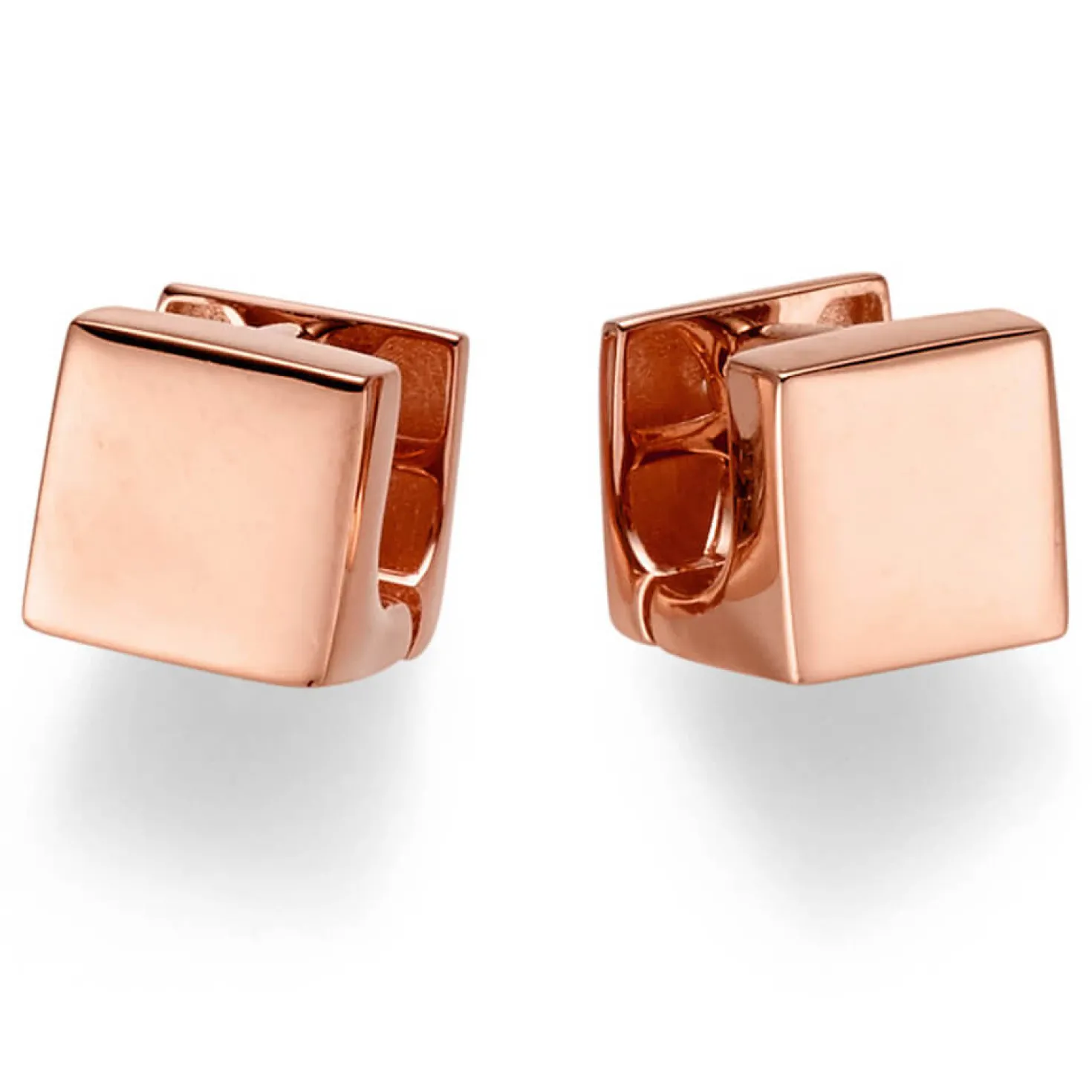 Ohrringe Creolen Cube 9,5x9,5mm 585 Gold Rotgold glänzend eckig Ohrschmuck