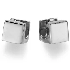 Ohrringe Creolen Cube 9,5x9,5mm 750 Gold Weißgold glänzend eckig Ohrschmuck