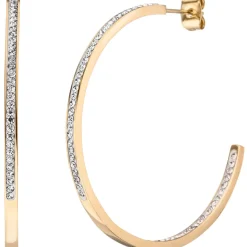 Ohrringe Creolen Halbcreolen 42,5x2,3mm Edelstahl gold-farben 134 Kristallsteine