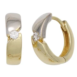 Ohrringe Creolen 13mm aus 333 Gold Gelbgold mit Zirkonia weiß Ohrschmuck