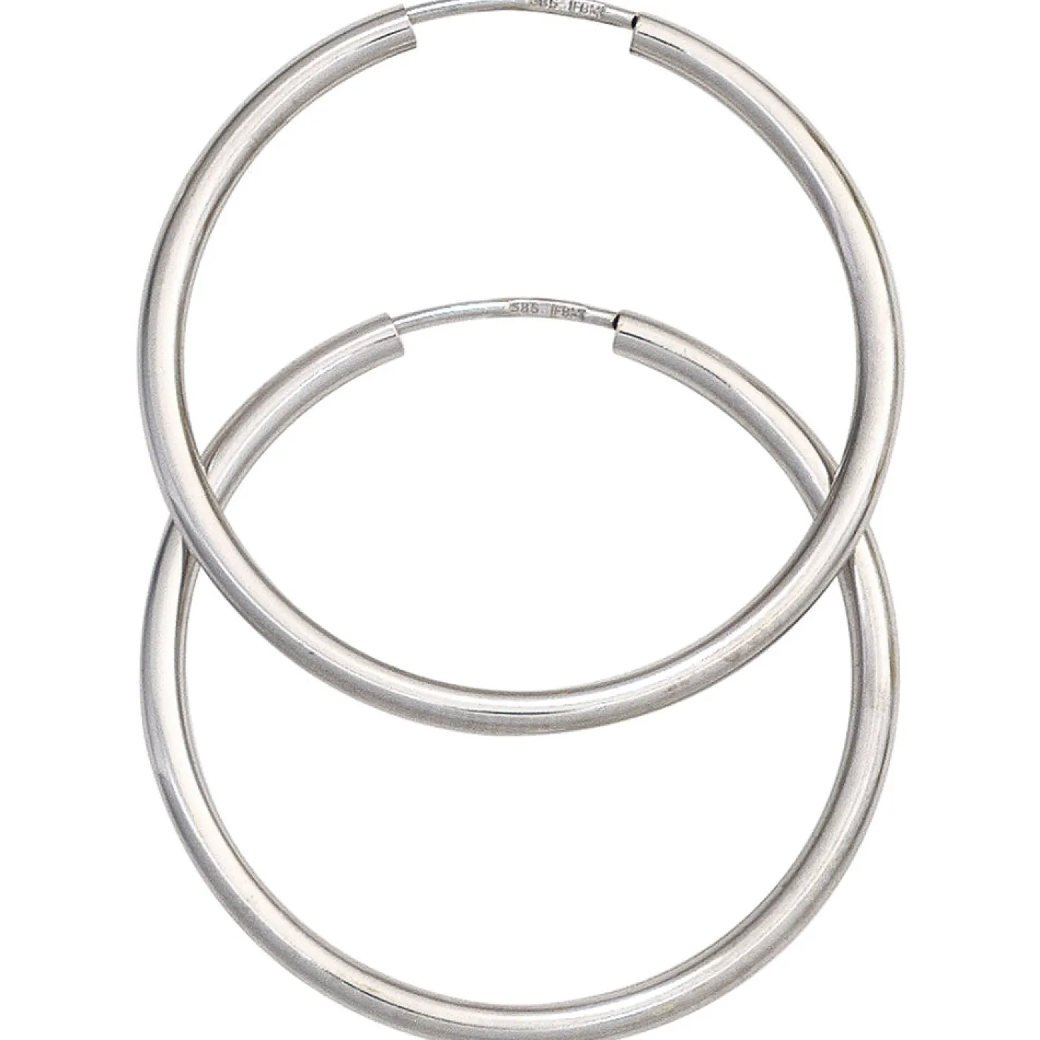 Ohrringe Creolen 30mm aus 585 Gold Weißgold rund dünn Ohrschmuck Damen