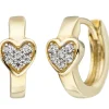 Ohrringe Creolen 4,9mm Herz Herzen weiße Zirkonia 375 Gold Gelbgold ohrringe