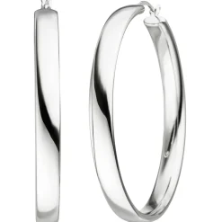 Ohrringe Creolen 50,4mm rund Ohrschmuck 925 Silber schlicht glänzend rhodiniert