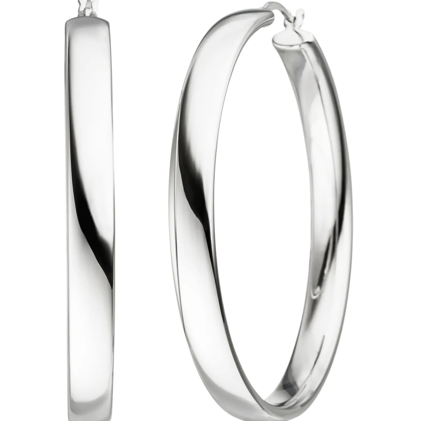 Ohrringe Creolen 50,4mm rund Ohrschmuck 925 Silber schlicht glänzend rhodiniert