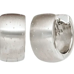 Ohrringe Creolen 13,8mm 925 Silber breit Ohrschmuck Glitzereffekt
