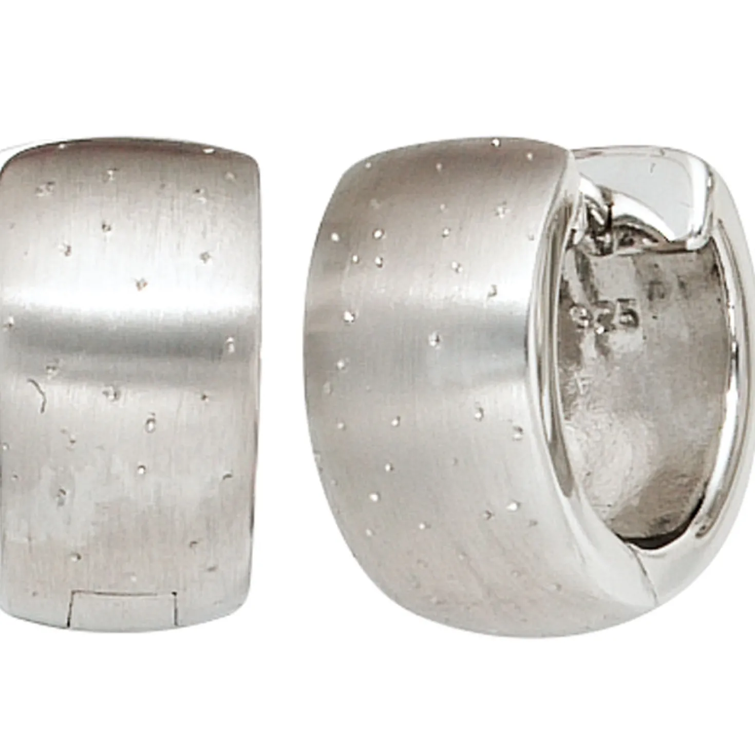 Ohrringe Creolen 13,8mm 925 Silber breit Ohrschmuck Glitzereffekt