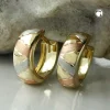 Ohrringe Creolen 12x5mm aus 375 Gelbgold Streifen Rotgold Weißgold Damencreole