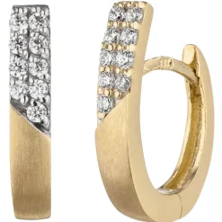 Ohrringe Creolen 13,7x2,6mm aus 333 Gold Gelbgold mattiert mit 18 Zirkonia