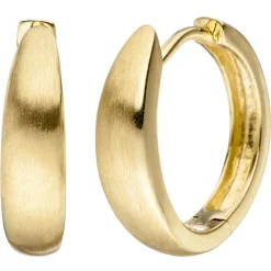 Ohrringe Creolen 14,9x4mm aus 333 Gold Gelbgold mattiert Ohrschmuck für Damen