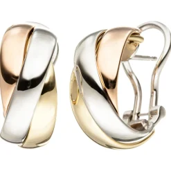 Ohrringe Creolen 7,6x16,8mm aus 585 Gold Gelbgold Weißgold Rotgold dreifarbig