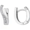 Ohrringe Creolen 14,1x5mm aus 925 Silber rhodiniert mit 20 Zirkonia Ohrschmuck