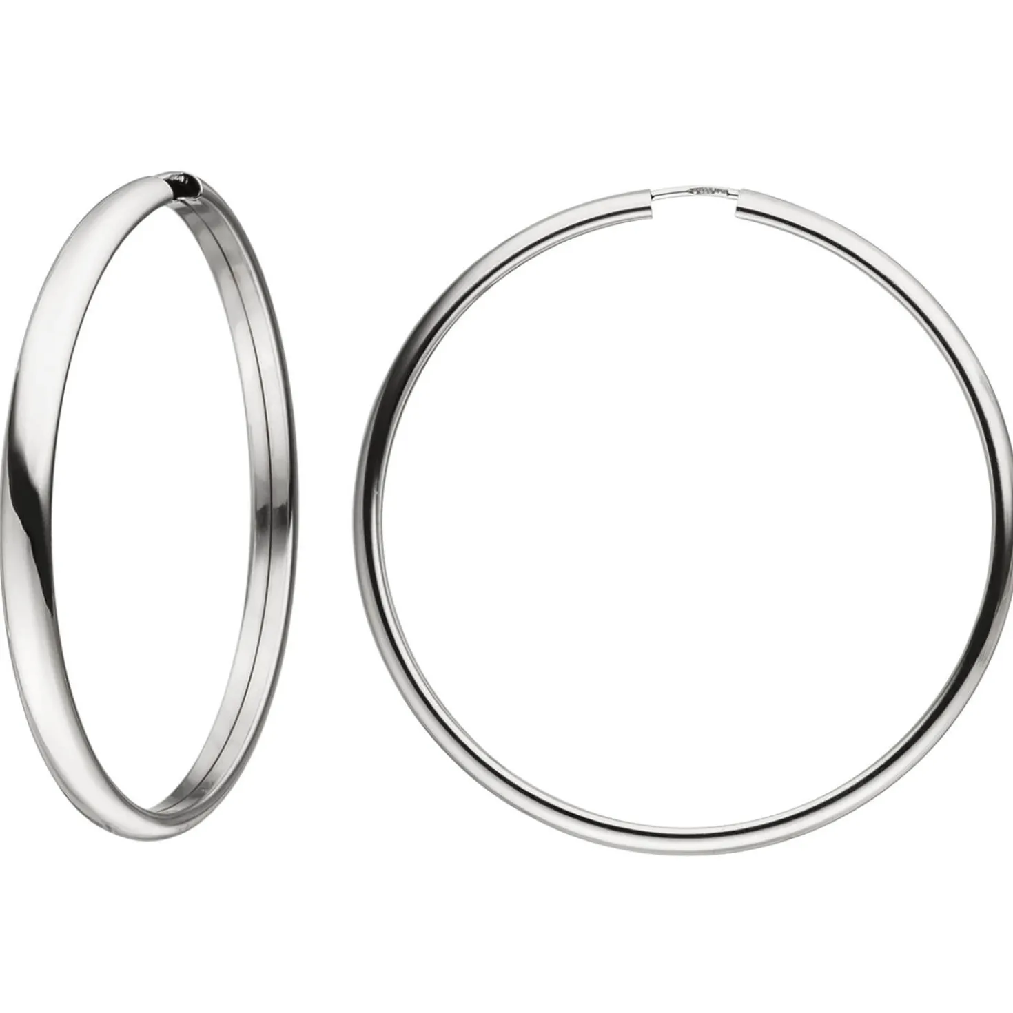 Ohrringe Creolen 48,3x3,9mm aus 925 Silber rund & innen flach schlicht glänzend
