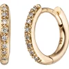 Ohrringe Creolen 12,1x1,7mm 585 Gold Gelbgold 16 Diamanten 0,08 Ct
