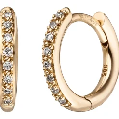 Ohrringe Creolen 12,1x1,7mm 585 Gold Gelbgold 16 Diamanten 0,08 Ct