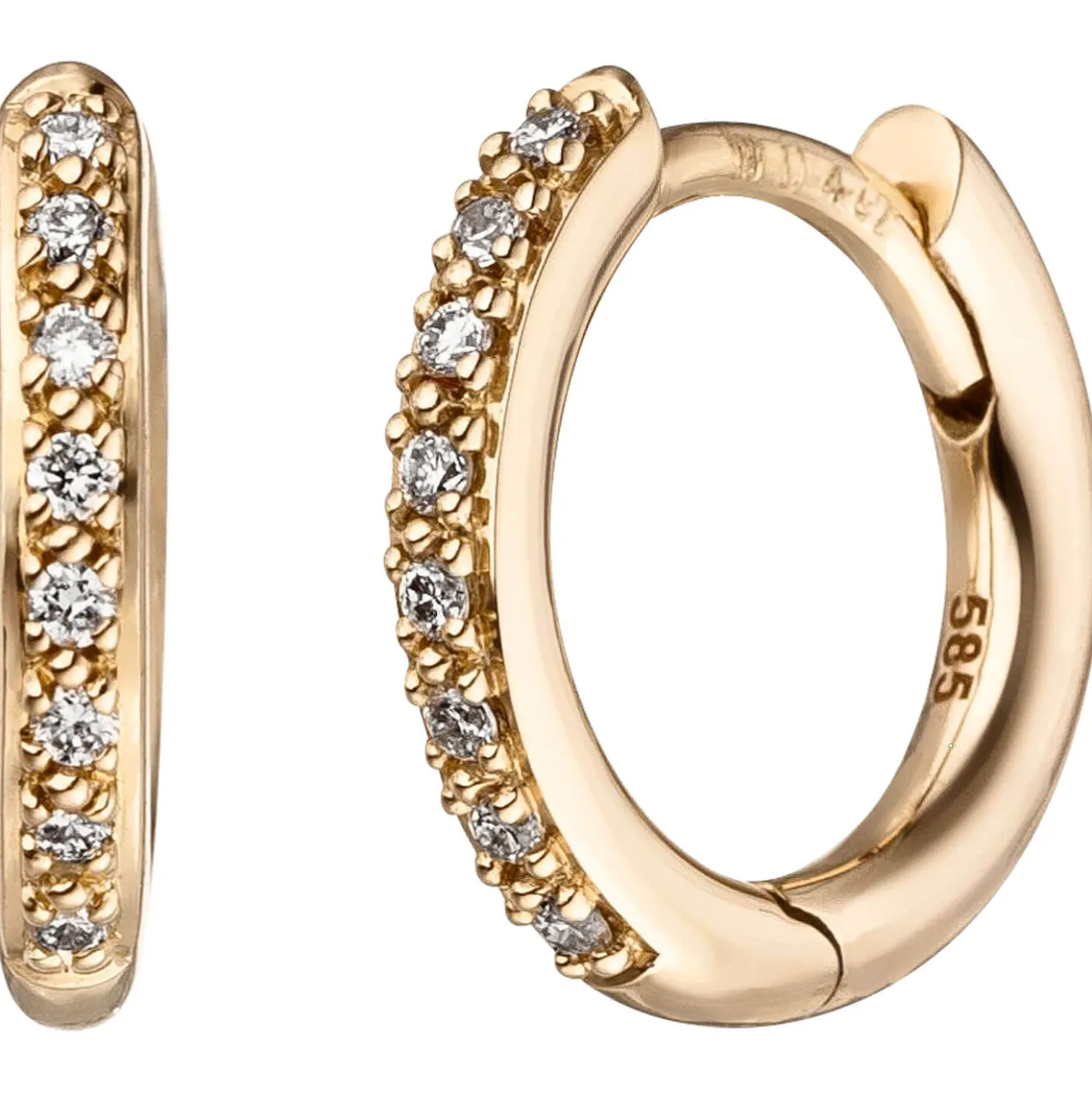 Ohrringe Creolen 12,1x1,7mm 585 Gold Gelbgold 16 Diamanten 0,08 Ct