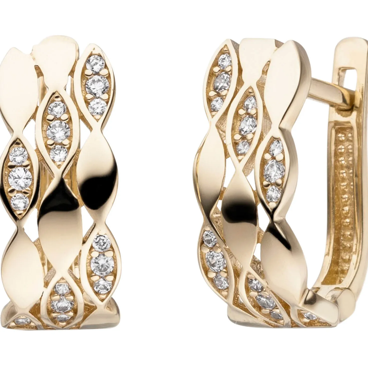 Ohrringe Creolen 16,3x6,7mm 333 Gold Gelbgold mit 32 Zirkonia Ohrringe Damen