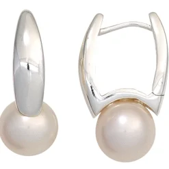 Ohrringe Creolen 4,1x18,9mm mit Süßwasser-Perlen rosé 925 Silber glänzend Damen