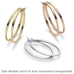 Ohrringe Creolen 35x1,5mm Ohrschmuck aus 585 Gold Weißgold oval
