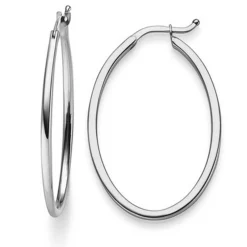 Ohrringe Creolen 35x1,5mm Ohrschmuck aus 585 Gold Weißgold oval