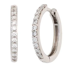 Ohrringe 16,4mm Creolen mit 22 Diamanten 0.33Ct 585 Gold Weißgold