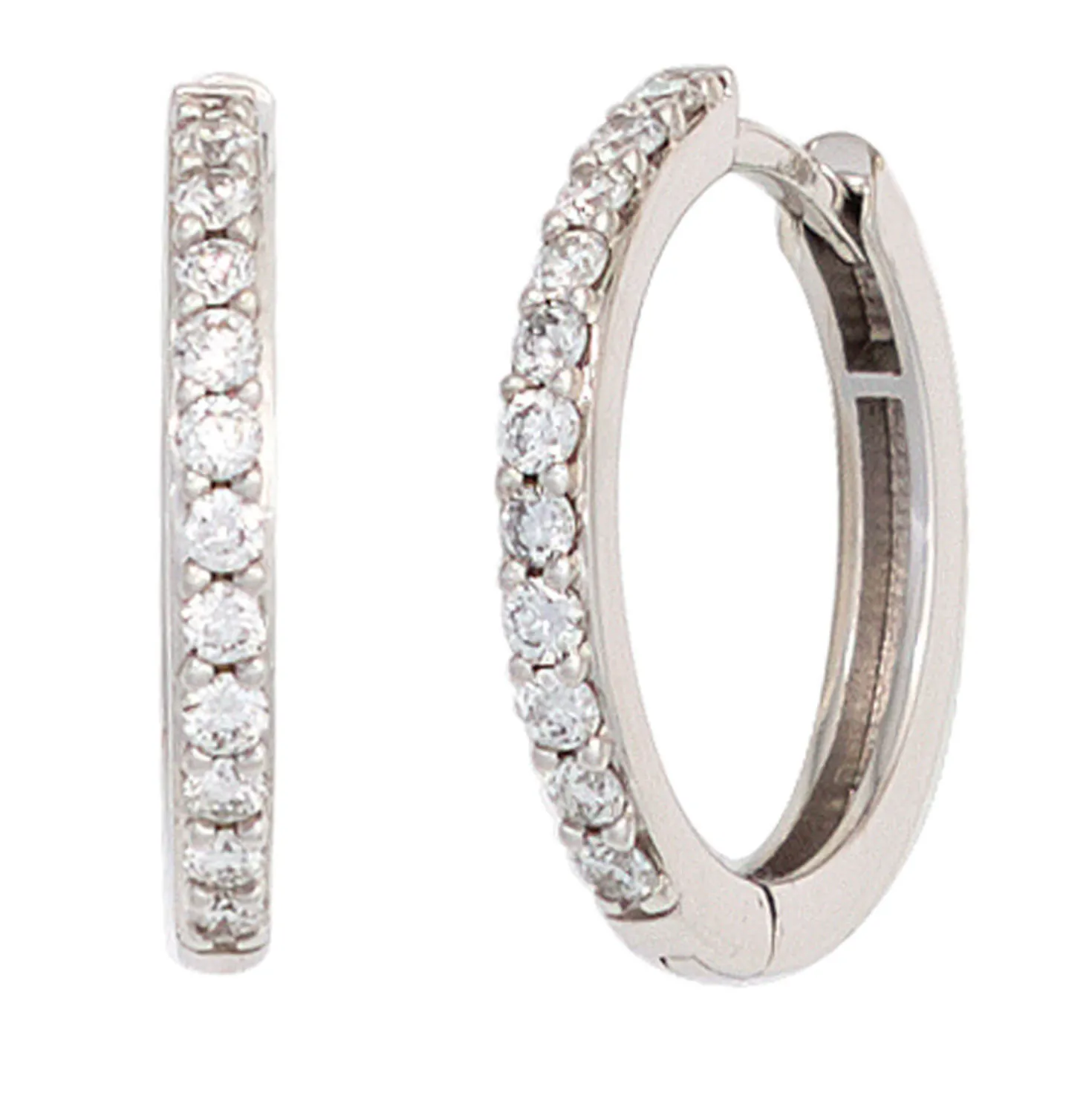 Ohrringe 16,4mm Creolen mit 22 Diamanten 0.33Ct 585 Gold Weißgold