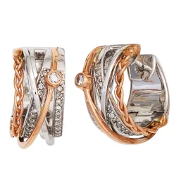Ohrringe 14,9mm Creolen mit 52 Diamanten 0.24Ct 585 Gold weiß/rot