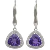 Ohrringe Ohrhänger Amethyst lila violett & Zirkonia rundum 925 Silber Damen