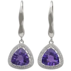 Ohrringe Ohrhänger Amethyst lila violett & Zirkonia rundum 925 Silber Damen