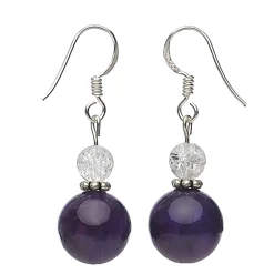 Ohrringe Ohrhänger aus Amethyst & Bergkristall, 925 Silber