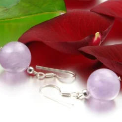Ohrringe Ohrhänger aus Amethyst & 925 Silber, lavendel