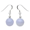 Ohrringe Ohrhänger aus echtem Chalzedon Bandachat& 925er Silber, Ø12mm Damen
